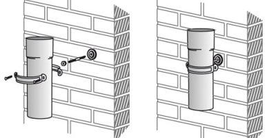 Как крепить водосточную трубу к стене?